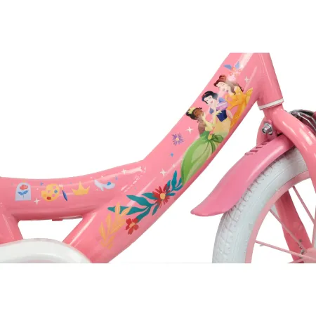 Bicicletta Bambini 12" Principesse Disney Rosa Rotelle Cestino Sedile