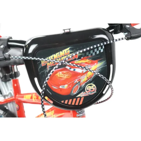 Bicicletta per Bambini 14" Cars Rosso Nero Rotelle Borraccia Trombetta