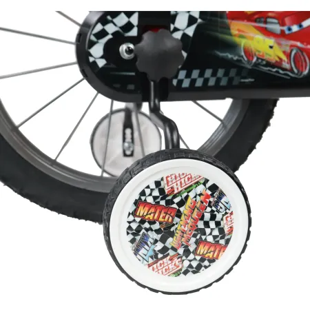 Bicicletta per Bambini 14" Cars Rosso Nero Rotelle Borraccia Trombetta