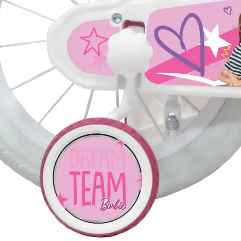 Bicicletta per Bambini 16" Barbie Rosa Rotelle Cestino Portabambola