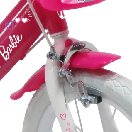 Bicicletta per Bambini 12" Barbie Rosa Rotelle Cestino Portabambola