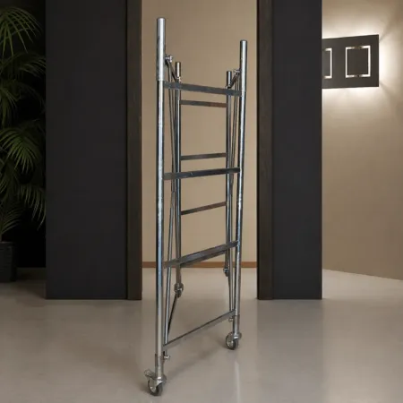 Trabattello Ponteggio Acciaio 160x80 cm Mezzopiano Ruote Lavoro 320 cm