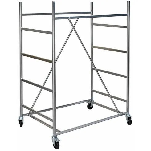 Trabattello Ponteggio Acciaio Altezza 320 cm Mezzopiano Ruote Girevoli