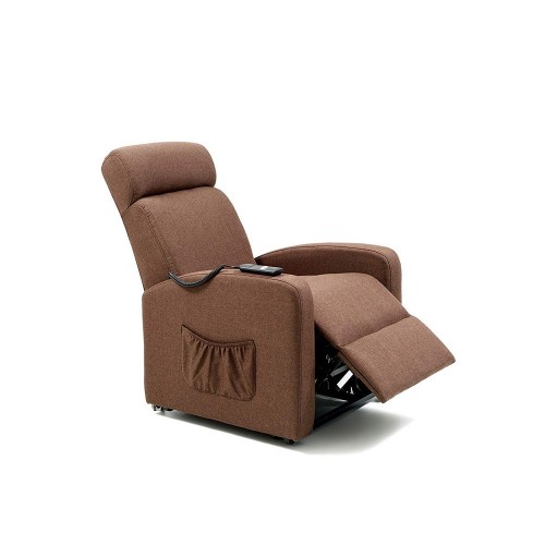 Poltrona Alzapersona Marrone Elettrica Tessuto Reclinabile per Anziani Relax