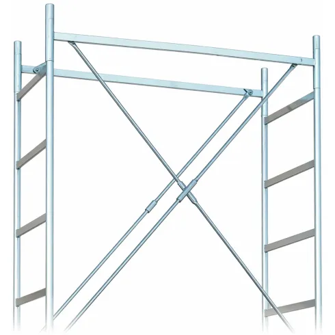 Trabattello Ponteggio Acciaio Piano con Botola Parapetto Ruote 520 cm