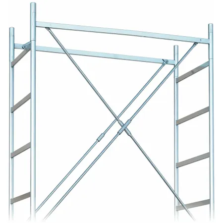Trabattello Ponteggio Acciaio Piano con Botola Parapetto Ruote 520 cm