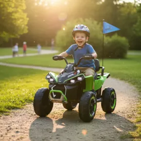 Quad Elettrico per Bambini 24V Verde ATV Safari Telecomando MP3 2