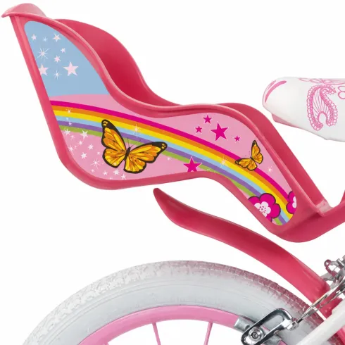 Bicicletta per Bambini 16" Rosa Unicorno Rotelle Removibili Cestino