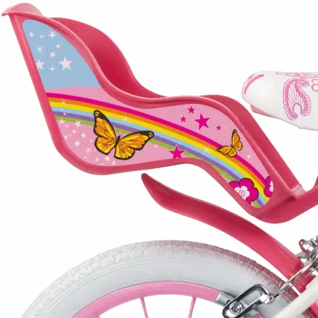 Bicicletta per Bambini 16" Rosa Unicorno Rotelle Removibili Cestino