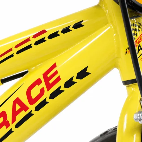 Bicicletta Bambini 14" Giallo Rotelle Removibili Turbo Race Borraccia