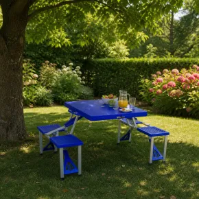 Set Pieghevole Picnic in Alluminio Abs Tavolo con Panche Campeggio 2