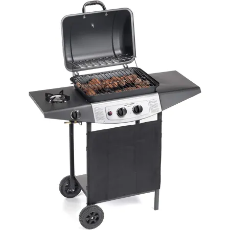 Barbecue a Gas Ompagrill 2+1 Fuochi 98x43x100cm Fornello Laterale
