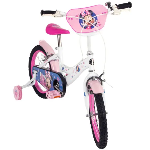 Bicicletta per Bambini 14" con Rotelle Minnie Disney Bianco a Sfera