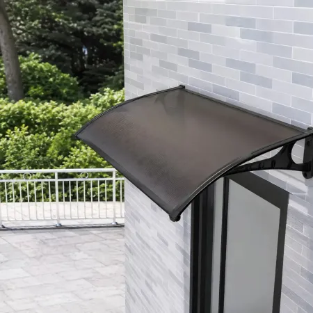 Pensilina Policarbonato Alveolare Fumè 120x100 cm con Supporti ABS