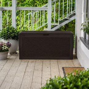 Baule Cassapanca Giardino Effetto Rattan Contenitore 270 Litri Resina Veranda | BricoShop24 2