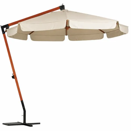 Ombrellone in Legno Palo Decentrato Rotondo 3 Metri Giardino Manovella Esterno | BricoShop24