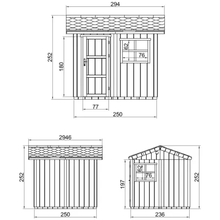 Casetta da Giardino in Legno Marrone 236x250 cm 6 m2 con Pavimento