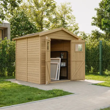 Casetta da Giardino in Legno 2x2m 4 m2 con Doppia Porta Vetrata