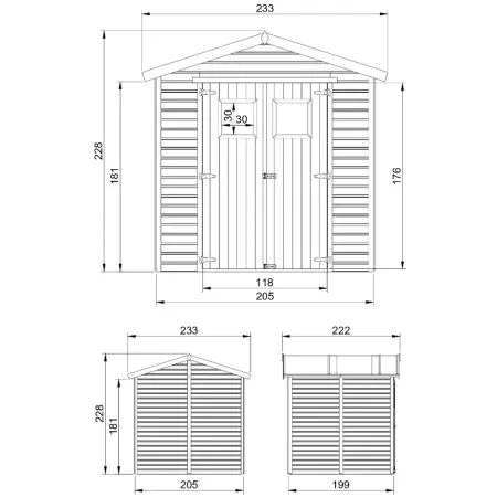 Casetta da Giardino in Legno 2x2m 4 m2 Pavimento Doppia Porta Vetrata