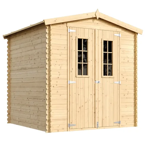 Casetta da Esterno in Legno 2x2 m Doppia Porta Finestrata Deposito