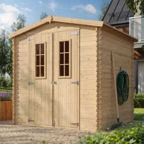 Casetta da Esterno in Legno 2x2 m Doppia Porta Finestrata Deposito 2