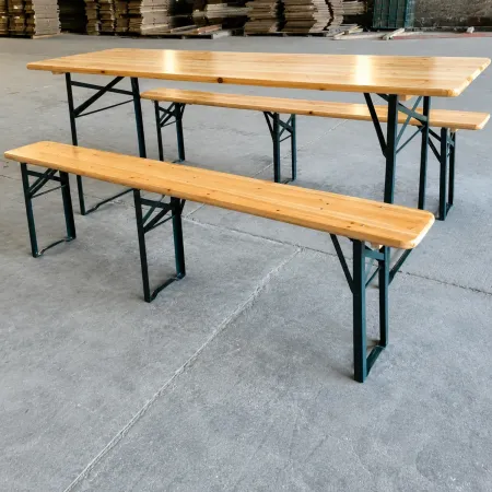Set Birreria 220x70 in Legno con Tavolo 2 Panche Arredo Richiudibile Sagre Feste