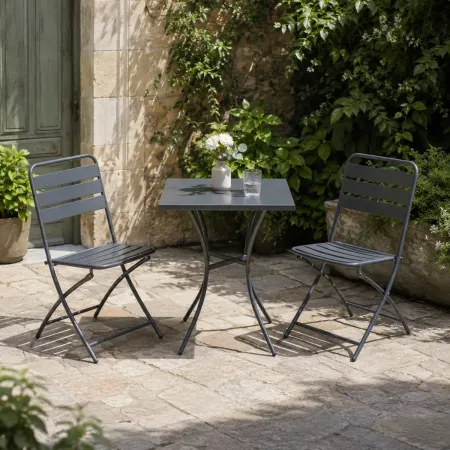 Set da Pranzo Tavolo con 2 Sedie Pieghevoli Acciaio da Giardino Esterno Balcone | BrcioShop24