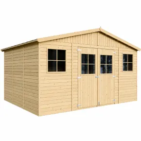 Casetta in Legno Giardino 4x3 Pannelli 17 mm Porte Doppie Finestre