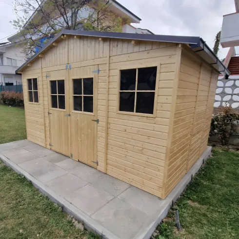 Casetta in Legno Giardino 4x3 Pannelli 17 mm Porte Doppie Finestre