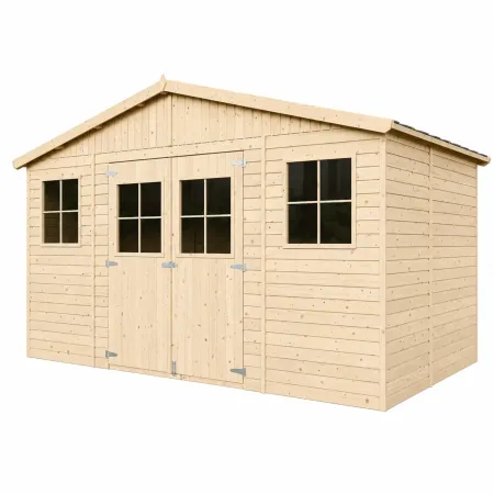 Casetta in Legno Giardino 4x3 17 mm Pavimento Porte Doppie Finestre