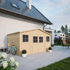 Casetta in Legno Giardino 4x3 17 mm Pavimento Porte Doppie Finestre 2