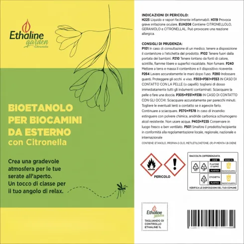 48 Flaconi 1L Bioetanolo con Citronella per Biocamini da Esterno