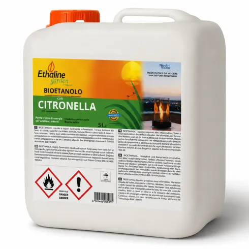 16 Taniche 5L Bioetanolo con Citronella per Biocamini da Esterno
