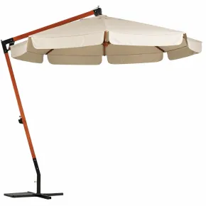 Ombrellone Decentrato con Struttura in Legno 300x300 cm Ecru