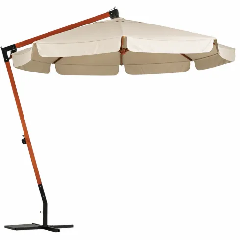 Ombrellone Decentrato con Struttura in Legno 300x300 cm Ecru