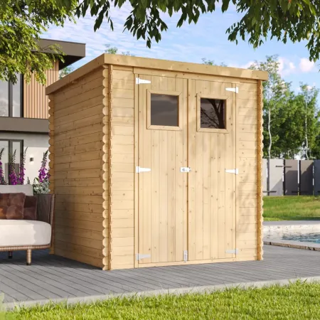 Casetta da Giardino in Legno 2x2 19 mm Doppia Porta Finestrata