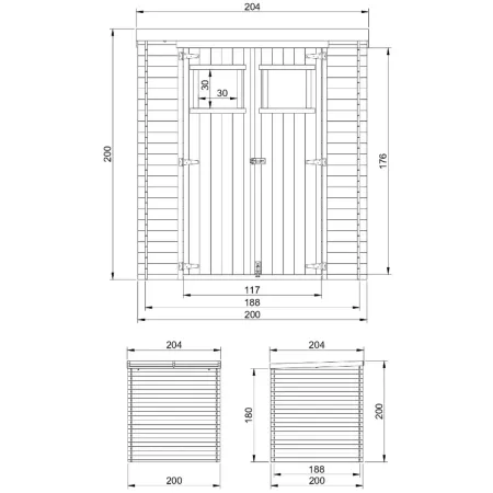Casetta da Giardino in Legno 2x2 19 mm Doppia Porta Finestrata