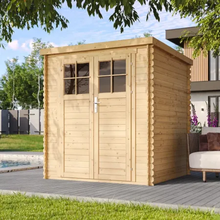 Casetta da Giardino in Legno 2x2 19 mm Doppia Porta con Serratura