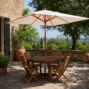 Ombrellone da Giardino 4x3 Metri in Legno Palo Centrale Telo Ecru Professionale| BricoShop24 2
