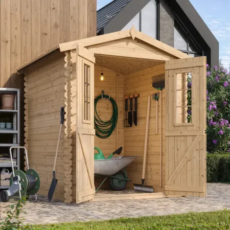 Casetta da Giardino in Legno 180x180 Tetto OSB Doppia Porta 19 mm