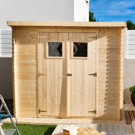 Casetta da Giardino in Legno 235x130 cm Porte Finestrate 19 mm