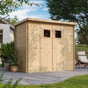 Casetta da Giardino in Legno 235x130 Pavimento Porte Finestrate 19 mm 2
