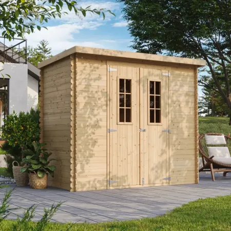 Casetta da Giardino 235x130 Legno 19 mm Pavimento Doppia Porta 3 m2