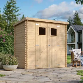 Casetta da Giardino 200x130 Legno 19 mm Doppia Porta Pavimento 2 m2 2