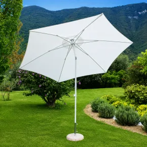 Ombrellone Bianco 3 Mt da Giardino Rotondo Palo Centrale Balcone Girevole 2