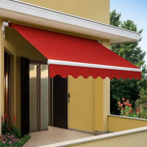 Tenda da Sole Barra Quadra 400x300 cm Rosso Ferrara Braccio a Catena