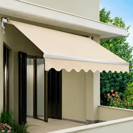 Tenda da Sole Barra Quadra 400x300 cm Beige Braccio a Catena