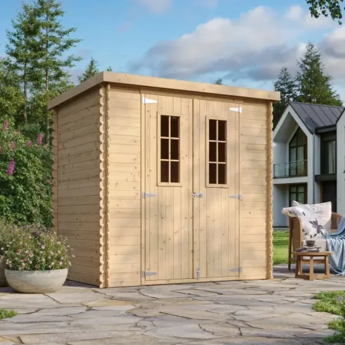 Casetta da Giardino Legno 19 mm 200x130 cm Doppia Porta Pavimento
