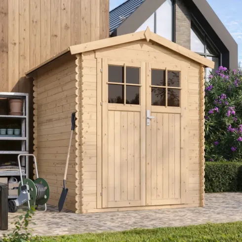 Casetta da Giardino in Legno 180x180 Doppia Porta con Serratura Chiave