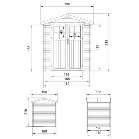 Casetta da Giardino in Legno 180x180 Pavimento Porta con Serratura